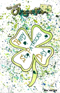 Clover drawn Outline with "Happy St. Patrick's Day" in the center.