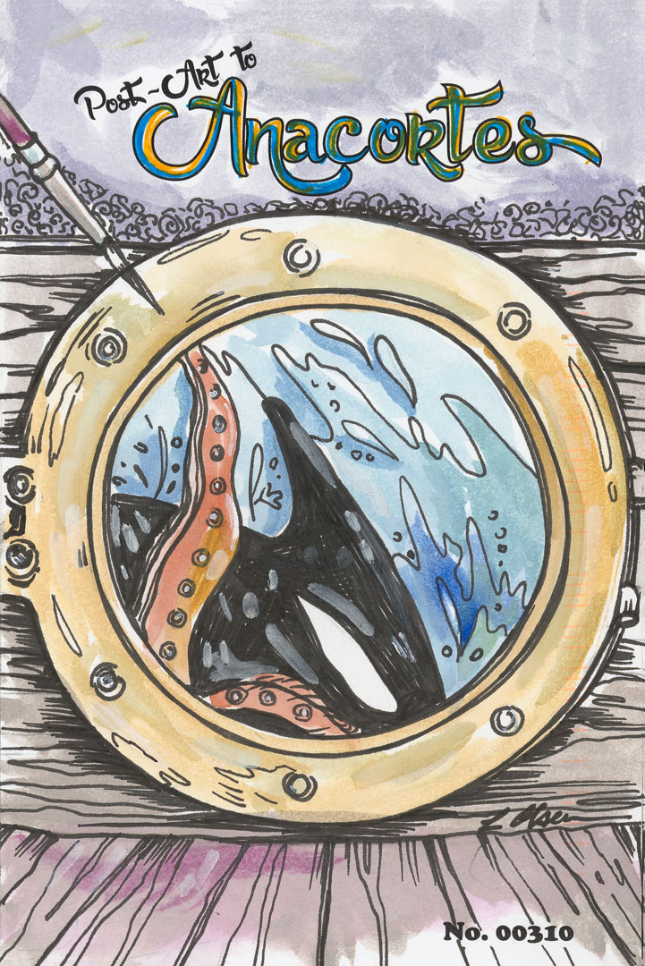 Orca eating Octopus vied through porthole
