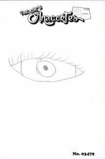 A pencil drawing of a single eye